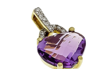 Amethyst diamond pendant GG 585/000 with a fac....