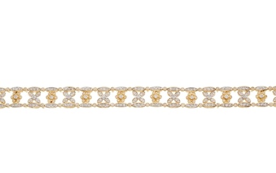 An 18ct gold diamond floral cluster bracelet, total diamond ...