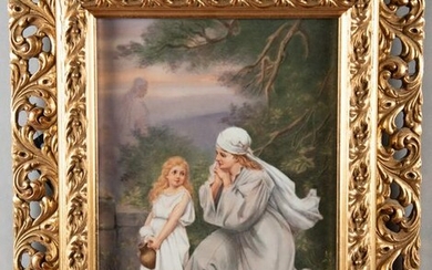 An Antique Hand Painted Porcelain Plaque, Early 20th