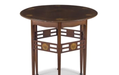 An Arts and Crafts mahogany and inlaid table