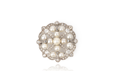 An Edwardian pearl and diamond brooch