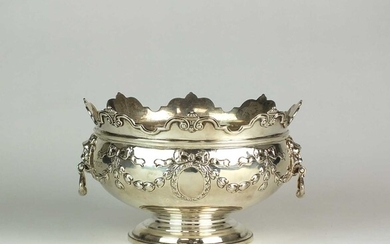 An Edwardian silver rose bowl of monteith form