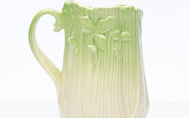 An English Sylvac pottery majolica jug in the form of...