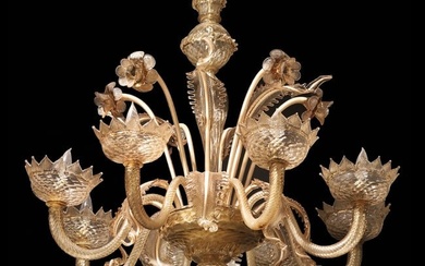 An Italian Murano Glass Champagne Color Chandelier