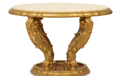 An Italian Rococo Style Giltwood Low Table with Onyx Top