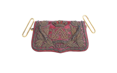 An Officer's Embroidered Red Leather Flap Pouch To The 18th Hussars, Circa 1880-1901
