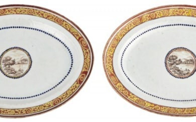 An Unusual Pair of Chinese Porcelain Oval Serving Dishes