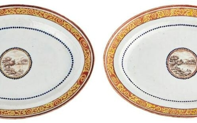An Unusual Pair of Chinese Porcelain Oval Serving