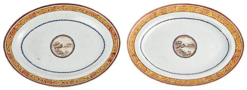 An Unusual Pair of Chinese Porcelain Oval Serving