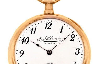 An early 20th century gold South Bend 16 size grade 295 Polaris pocket watch