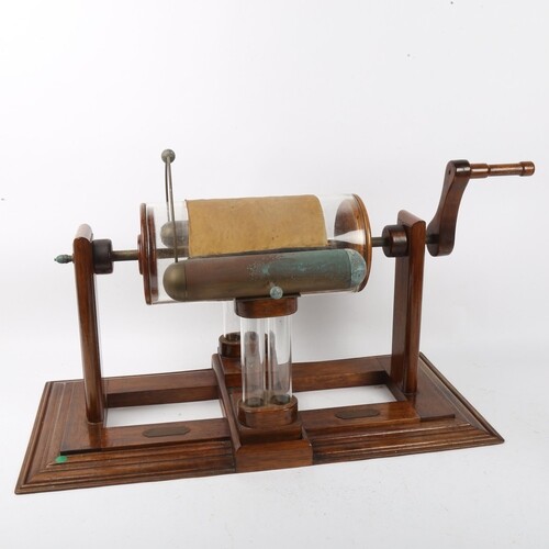 An early 20th century oak-framed barrel electrostatic genera...