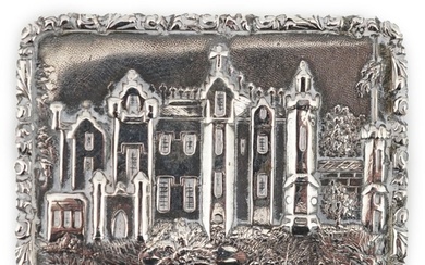 An early Victorian silver rectangular 'castle top' vinaigret...