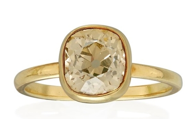 An eighteen karat gold and yellow diamond ring set...