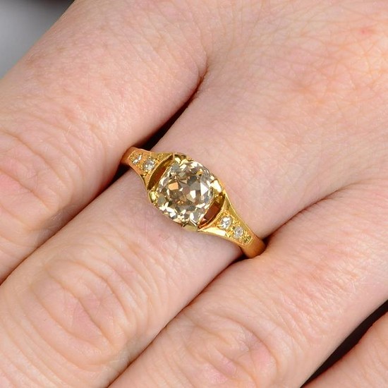 An old-cut 'brown' diamond single-stone ring, with