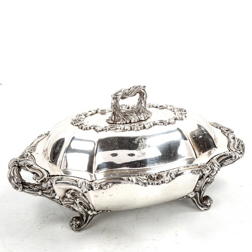 An ornate Victorian electroplate vegetable tureen and cover ...