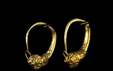 Ancient Greek Gold Hellenistic gold earrings - 1.2×1×1.2 cm - (2)