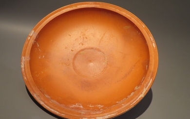 Ancient Roman Terra sigillata Large plate red slip ware. Intact. 34 cm D. Ex. Ernst Dumas, French officer in Tunisia 1903.