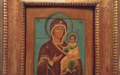 Antique 19c Russian icon of Smolenskaya Mother of God