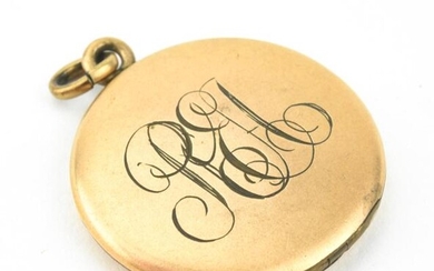 Antique 19th C Gold Filled Locket Necklace Pendant w