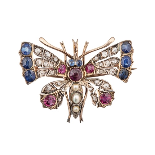 Antique A diamond sapphire and gem set butterfly brooch The ...