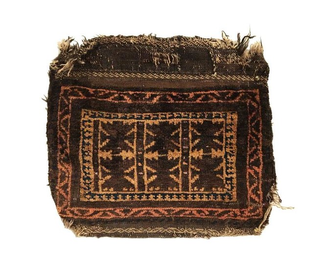 Antique Afghan Baluch Bag Square Rug 1'4 x 1'2