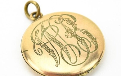 Antique C 1900 Gold Filled Monogram Locket Pendant