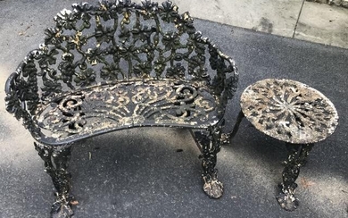 Antique Cast Iron Neo Classical Garden Bench Table