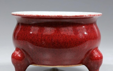 Antique Chinese Porcelain Flambe Glazed Tripod Censor
