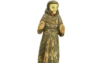 Antique Colonial Carved Franciscan Monk Statue
