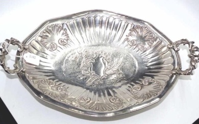 Antique Continental silver plate ovoid footed bowl
