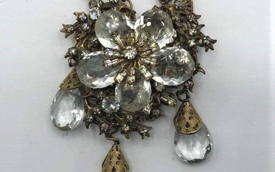 Vintage Edwardian Style Necklace Crystal Flower, Prisms