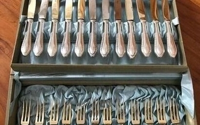 Antique Silver Dessert Cutlery (24) - .800 silver - Germany - Early 20th century