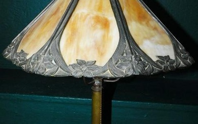 Antique Slag Glass Table Lamp, (Metal Top As Is)
