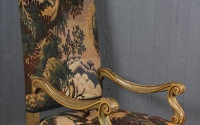 Antique Tapestry Throne Chair