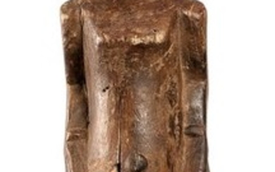 Antique ancestral male figure - hardwood and metal - Ngbaka - D.R.C.