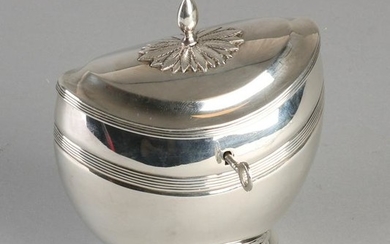 Antique silver 835/000 Empire caddy. Schuit-shaped