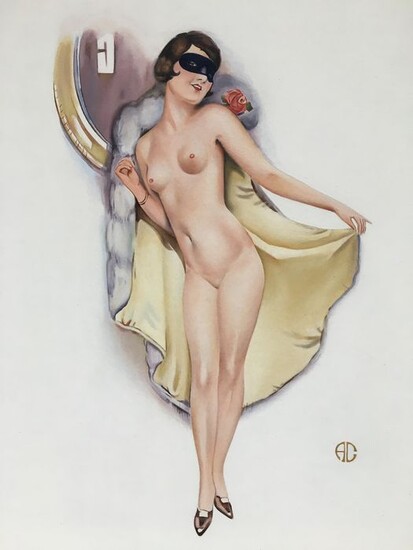 Art Deco - Pin-up with mask and cape (1)