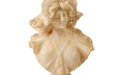 Art Nouveau Antique Italian Marble Young Girl Bust Art