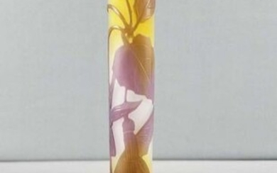 Art glass bud vase- signed Galle
