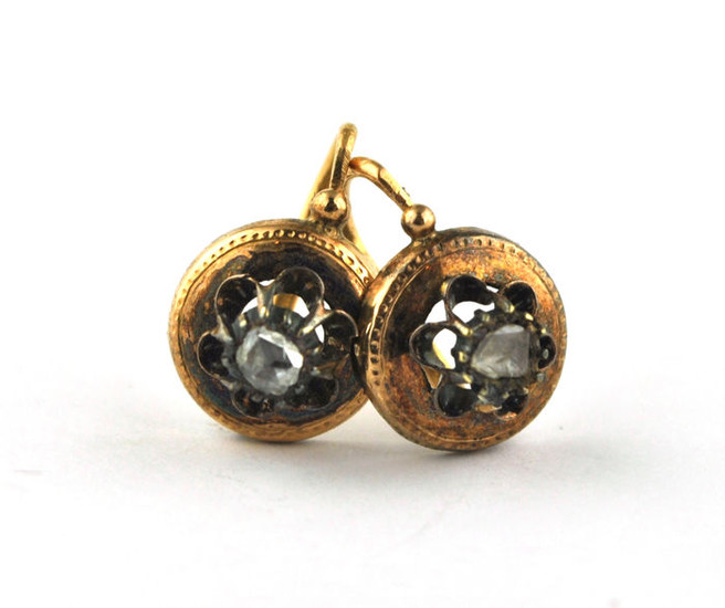 Authentic Antique 19th Century - 18 kt. Gold - Earrings Diamond - Diamond