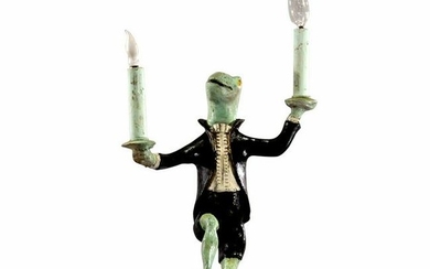 BILL HUEBBE 1995 Dancing Frog 2-Light Candelabra
