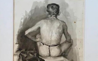 BORIS SPORYKHIN (1928-2020) 'Stead male study' 1950, pencil, wash/paper,...