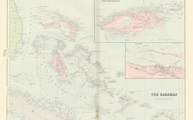 Bahamas. Turks & Caicos. New Providence. Nassau plan. 53x67cm. STANFORD 1896 map