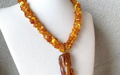 Baltic amber Collar necklace & pendant - Amber - Succinite