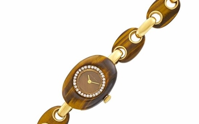 Barthelay Gold and Tiger's Eye Bracelet-Watch, Retailed by Neiman Marcus, France
