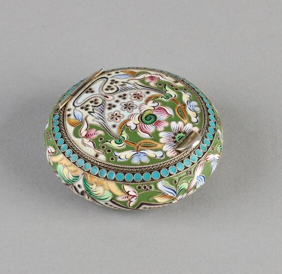 Beautiful round silver gilded cover box, 84 zolotniks