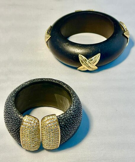 Black Shagreen Bracelet, Ebonized Wood Bracelet