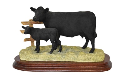 Border Fine Arts 'Aberdeen Angus Cow and Calf' (Style One),...
