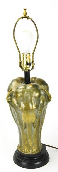 Brass Elephant Column Form Lamp
