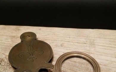 Brass Pocket Folding Glass Magnifying Lens Fleur de Lis